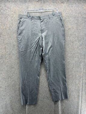 Hugo Boss Dress Pants Mens 42R Gray Wool Flat Front Regular Fit Straight Leg